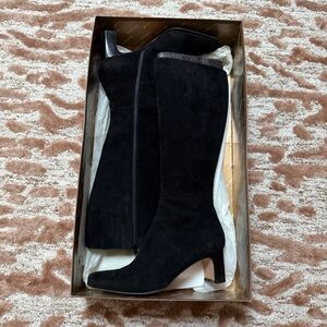Donald Pliner Black Suede Square Toe Tall Boots – Size 9.5